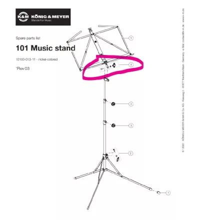 König & Meyer csavar 101-es kottaállvány felsőrészéhez