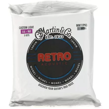 Martin MM11PK3 Retro Monel akusztikus gitárhúr 2+1 készlet