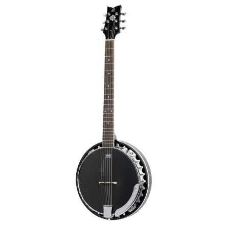 Ortega OBJE356-SBK-L Banjo 6 húros, balkezes, fekete, tokkal