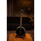 Ortega OBJE356-SBK-L Banjo 6 húros, balkezes, fekete, tokkal