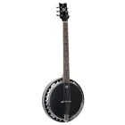 Ortega OBJE356-SBK-L Banjo 6 húros, balkezes, fekete, tokkal