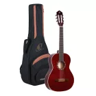 Ortega R121-3/4WR Klasszikus gitár, 3/4-es méret, vörös, tokkal