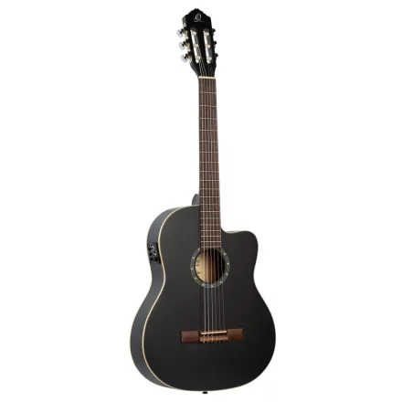 Ortega RCE125SN-SBK elektro-klasszikus gitár, fekete, tokkal