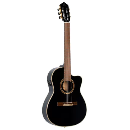 Ortega RCE138-T4BK elektro-klasszikus gitár, vékony test, fekete, tokkal