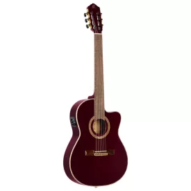   Ortega RCE138-T4STR  elektro-klasszikus gitár, vékony test, piros, tokkal