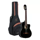 Ortega RCE141BK elektro-klasszikus gitár, fekete, tokkal