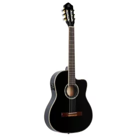 Ortega RCE145BK elektro-klasszikus gitár, fekete, tokkal