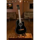Ortega RCE145BK elektro-klasszikus gitár, fekete, tokkal