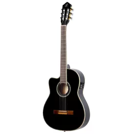   Ortega RCE145LBK elektro-klasszikus gitár, balkezes, fekete, tokkal