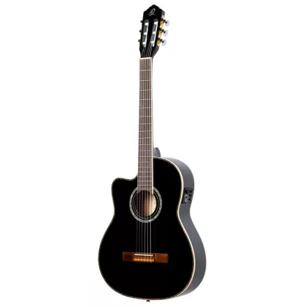 Ortega RCE145LBK elektro-klasszikus gitár, balkezes, fekete, tokkal