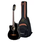 Ortega RCE145LBK elektro-klasszikus gitár, balkezes, fekete, tokkal
