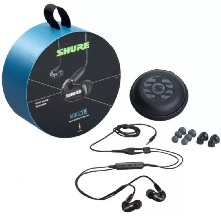Shure SE215DYBK+UNI-EFS fülhallgató, kábel vezérlés+mikrofon